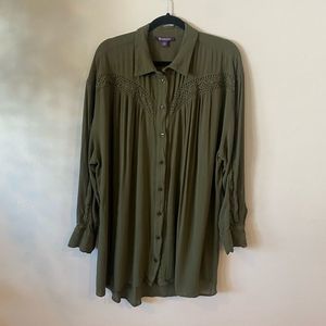 Roamans green flowy blouse top